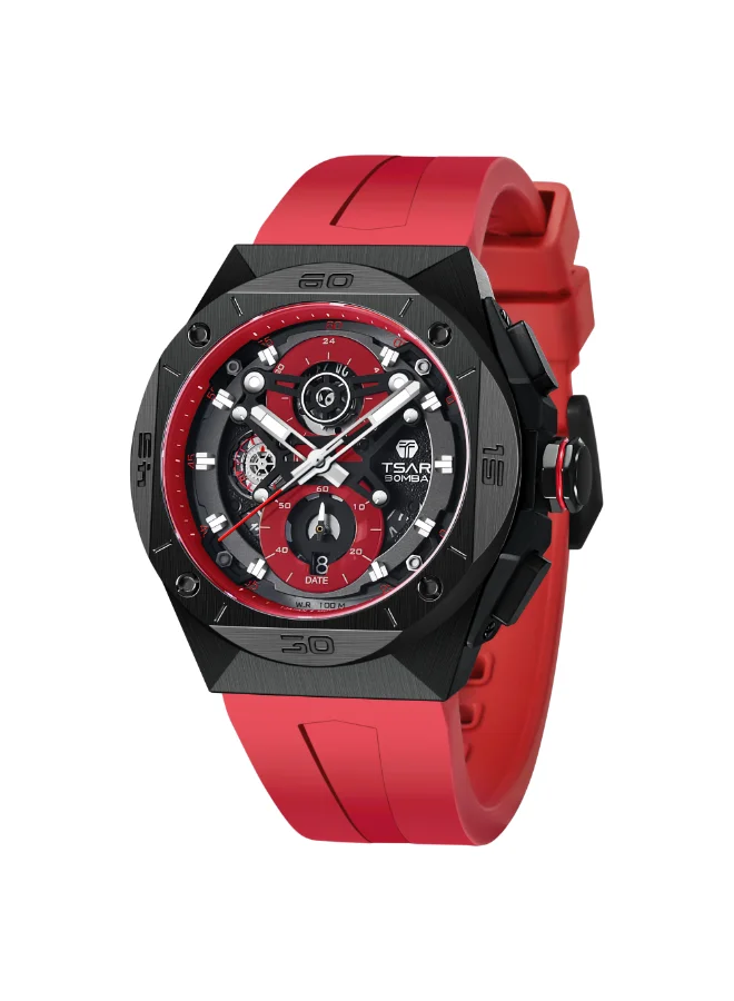 TSAR BOMBA Men's Rubber Analog Watch TB8801Q-02 - 316L Stainless Steel mm
