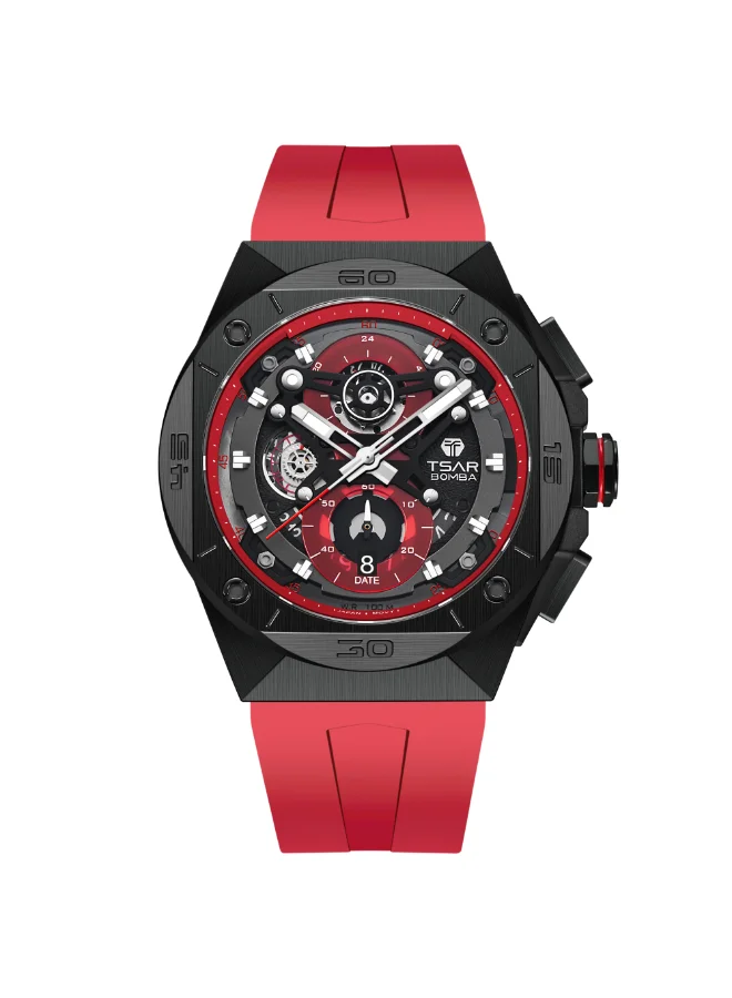 TSAR BOMBA Men's Rubber Analog Watch TB8801Q-02 - 316L Stainless Steel mm