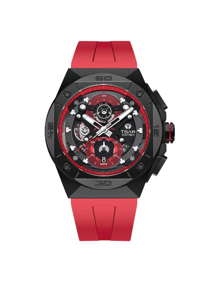 TSAR BOMBA ساعة رجالية مطاطية بعقارب - - ستانلس ستيل - Image 1