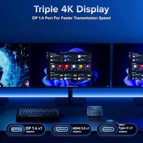 KAMRUI Pinova P1 Mini PC, W-11 Pro AMD Ryzen 4300U(Beat 10110U/N150/N95 up to 3.7GHz), 16GB RAM 512GB SSD Mini Desktop Computer Support 4K HDMI+DP+Type-C/WiFi/BT for Business Home Office Mini pc - Image 5