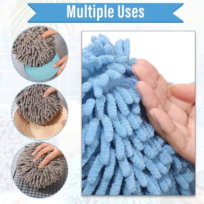 Macarrie منشفة ماكاري 12 حزمة كرة فuzzy للحمام منشفة يد شنيلا كرة يد ماصة ناعمة مزخرفة سريعة التجفيف مع حلقة للتعليق مناشف مطبخ لتزيين المطبخ 6 ألوان - Image 4