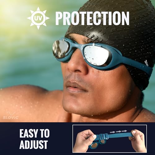 SLOVIC Swimming Goggles for Man [Blue] | Swimming Goggles for Women | Anti-Fog & UV Protected Swimming Glasses for Men & Women | Unisex Swimming Accessories | Leaf-Proof Goggle with Adjustable Straps - Image 5