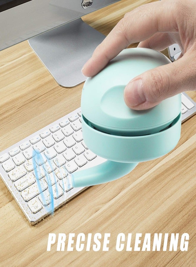 prowithlin مكنسة كهربائية مكتبية قابلة للشحن عبر منفذ USB مع فرشاة تنظيف فوهة المكنسة، تصميم قابل للفصل، مكنسة كهربائية صغيرة محمولة لتنظيف الغبار والفتات والبيانو والكمبيوتر والسيارة وغيرها (لون أخضر فاتح) - Image 3