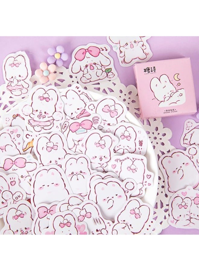 Obujopal 45Pcs Small Cute Rabbit Stickers for Scrapbooking Journaling Planners Water Bottle Laptop Collage Envelope Phone Case DIY Art Crafts Decoration - Image 1