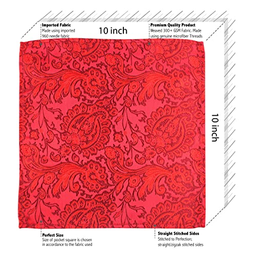 Kovove Red Floral Pocket Square For Men - Image 4