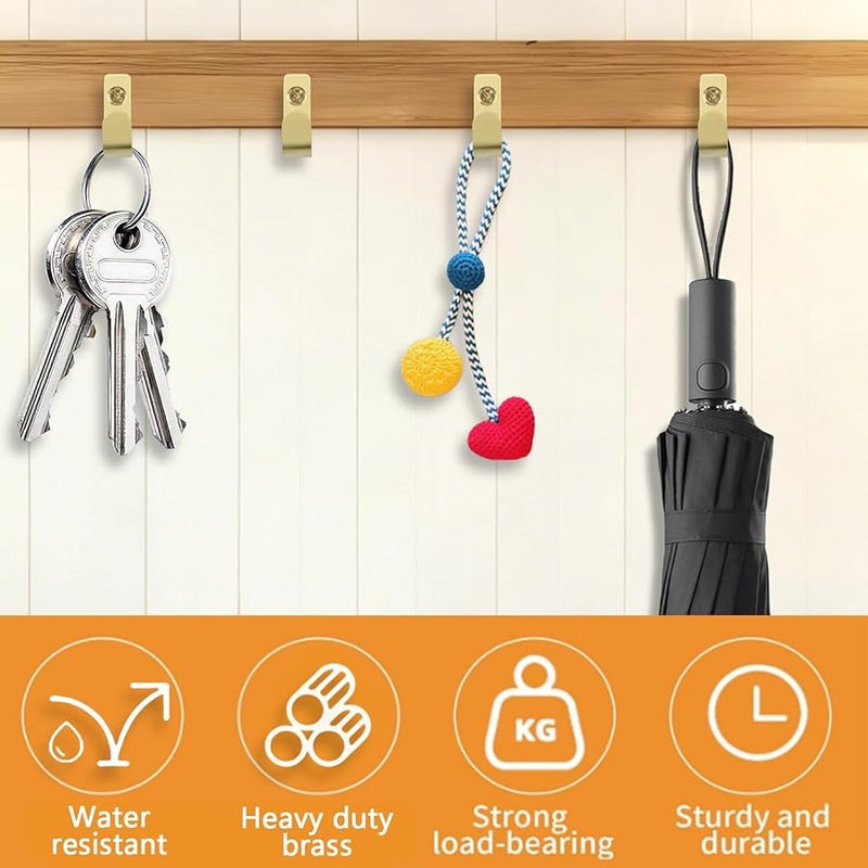 موروبور 5 قطع خطافات حائط نحاسية على شكل J ثقيلة الوزن 3.6 سم للمعاطف المناشف المفاتيح - Image 4