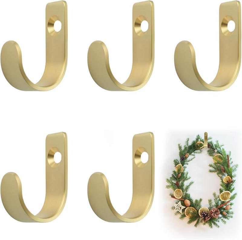 موروبور 5 قطع خطافات حائط نحاسية على شكل J ثقيلة الوزن 3.6 سم للمعاطف المناشف المفاتيح - Image 2