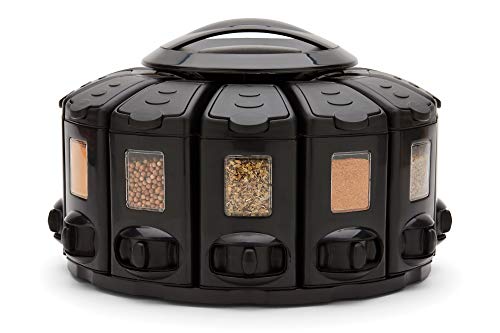 KitchenArt Kitchen Art Select-A-Spice Auto-Measure Pro Carousel 12 Compartments Spice Rack, Black 9.5 x 9.5 x 6.5 inches - Image 1
