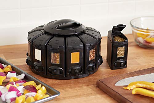 KitchenArt Kitchen Art Select-A-Spice Auto-Measure Pro Carousel 12 Compartments Spice Rack, Black 9.5 x 9.5 x 6.5 inches - Image 2