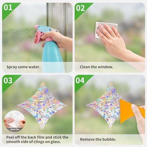 DELLAN Window Decals to Prevent Birds Strikes, DELLAN 42 Anti-Collision Rainbow Window Clings, Bird Deflectors Stickers for Glass Windows (StarRound) - Image 5