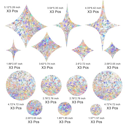 DELLAN Window Decals to Prevent Birds Strikes, DELLAN 42 Anti-Collision Rainbow Window Clings, Bird Deflectors Stickers for Glass Windows (StarRound) - Image 4