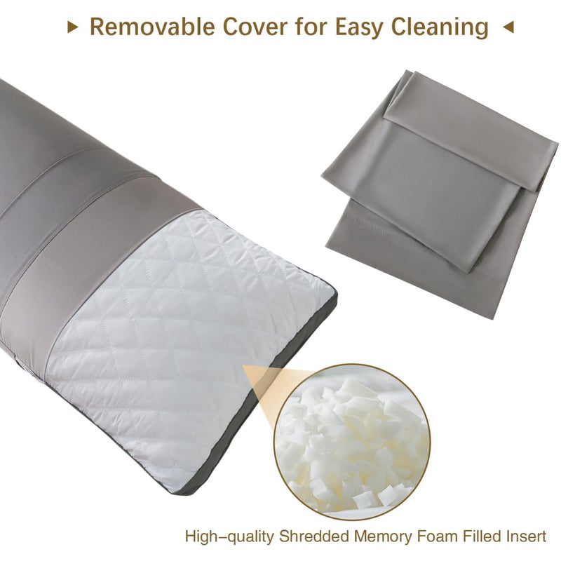 WhatsBedding Memory Foam Body Pillow with Removable Pillowcase -Fluffy Body Pillows for Adults -Large Long Bed Pillows for Sleeping - White - Image 3