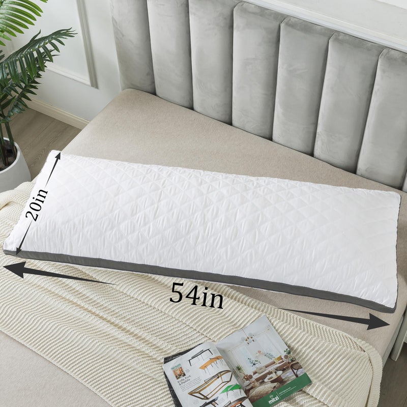 WhatsBedding Memory Foam Body Pillow with Removable Pillowcase -Fluffy Body Pillows for Adults -Large Long Bed Pillows for Sleeping - White - Image 2