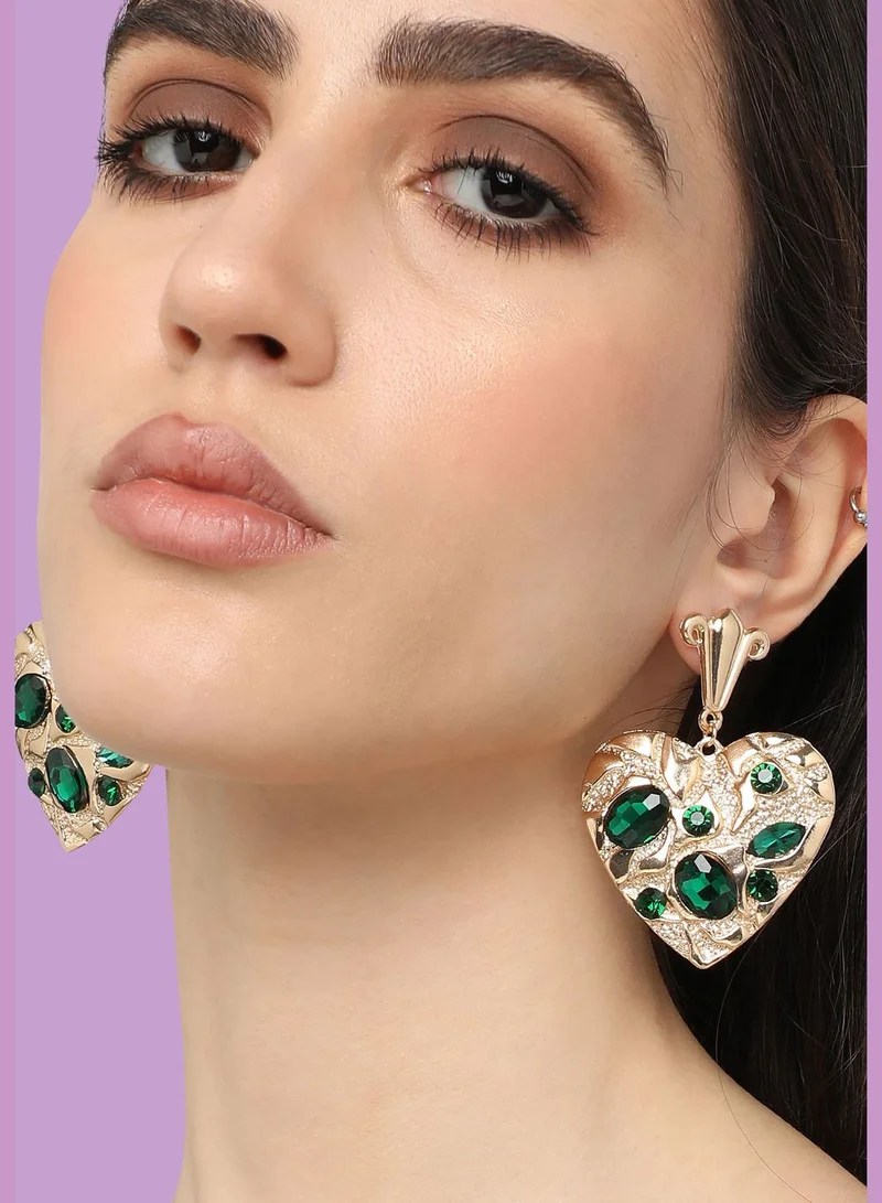 SOHI Gold Plated Designer Stone Party Drop Earring For Women