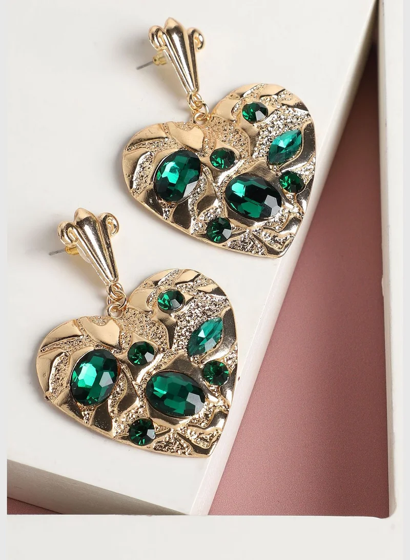 SOHI Gold Plated Designer Stone Party Drop Earring For Women