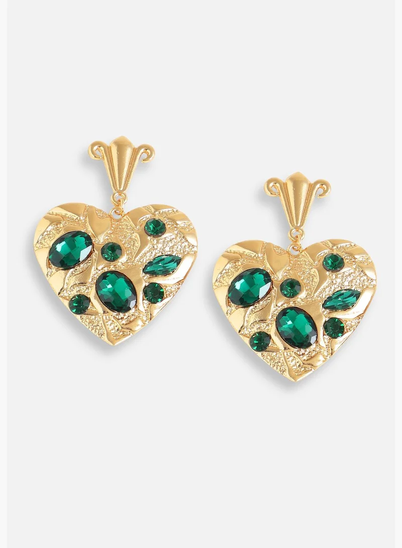 SOHI Gold Plated Designer Stone Party Drop Earring For Women