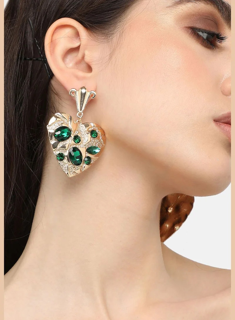 SOHI Gold Plated Designer Stone Party Drop Earring For Women
