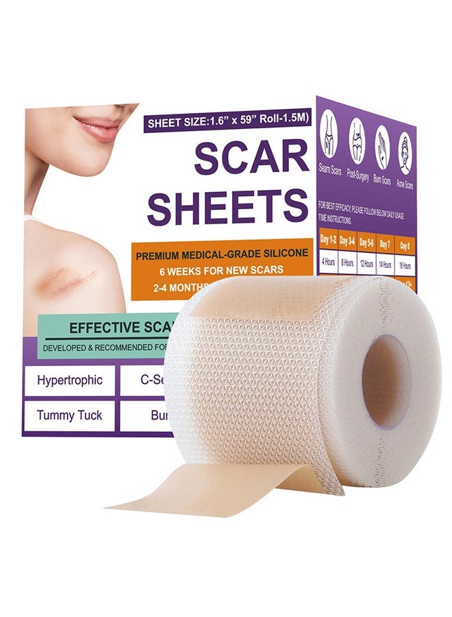 Silicone Scar Sheets for Surgical Scars - Seamless Medical Grade Silicone Scar Tape for C Section, Tummy Tuck Tape - Silicone Skin Patches After Surgery Must Haves - Image 1