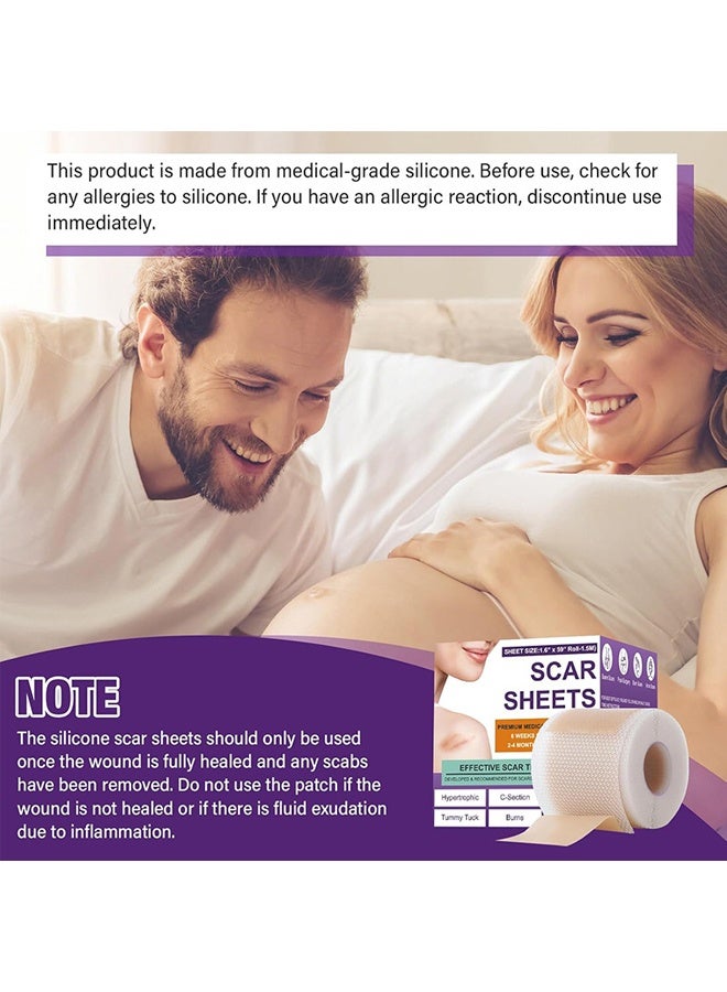 Silicone Scar Sheets for Surgical Scars - Seamless Medical Grade Silicone Scar Tape for C Section, Tummy Tuck Tape - Silicone Skin Patches After Surgery Must Haves - Image 2