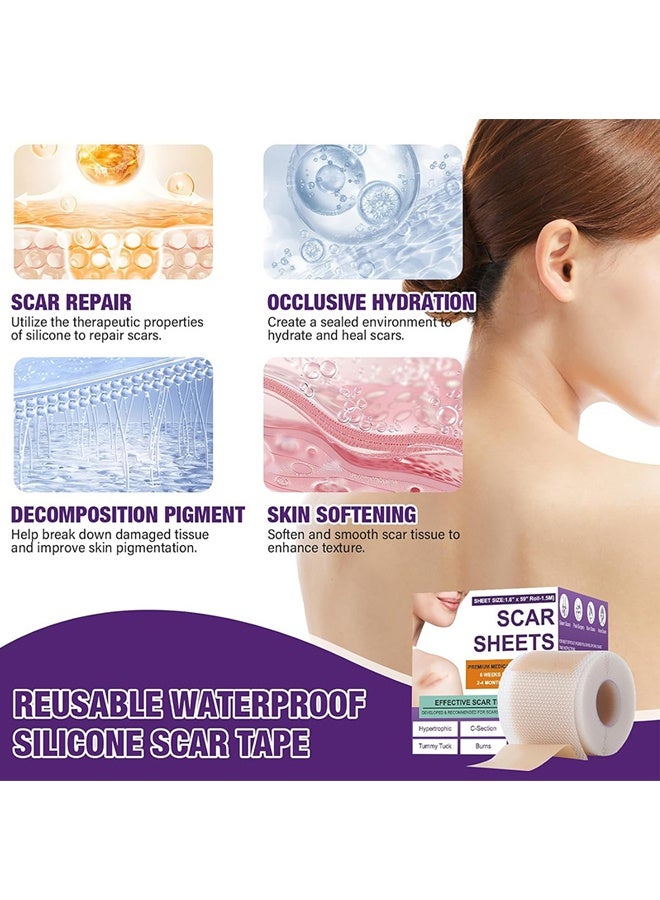 Silicone Scar Sheets for Surgical Scars - Seamless Medical Grade Silicone Scar Tape for C Section, Tummy Tuck Tape - Silicone Skin Patches After Surgery Must Haves - Image 4