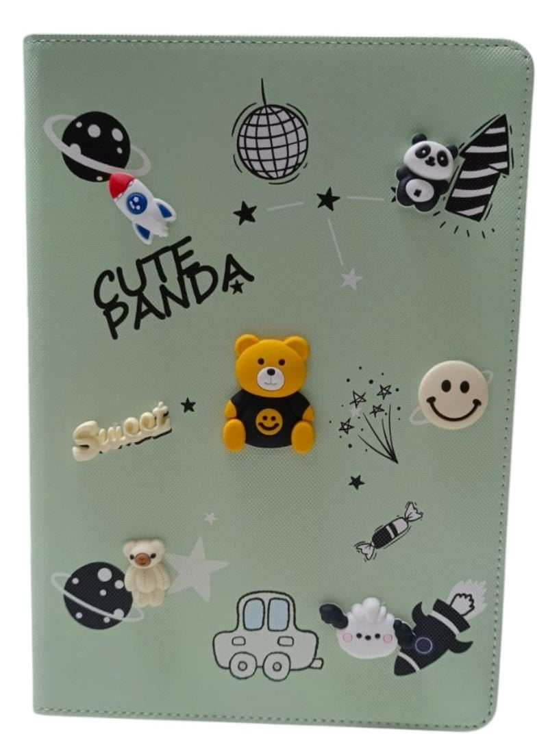 Teddy bear 3D Flip Cover for iPad 9.7 inch 5th/6th Gen Air 1 Air 2 3D Cute Panda Cute Cartoon Doodle PU Leather Flip Case, Auto Wake/Sleep with Pencil Holder Cover for Apple iPad 9.7 inch 5th/6th Gen - Image 1