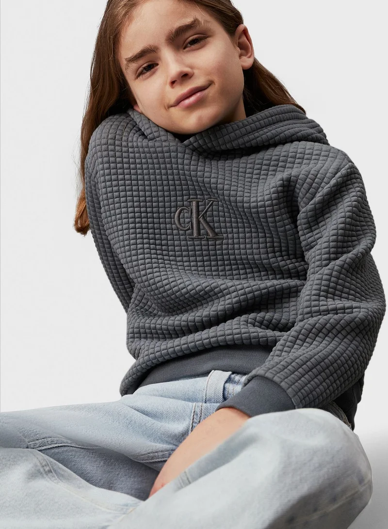 Calvin Klein Jeans Youth Logo Quilted Hoodie