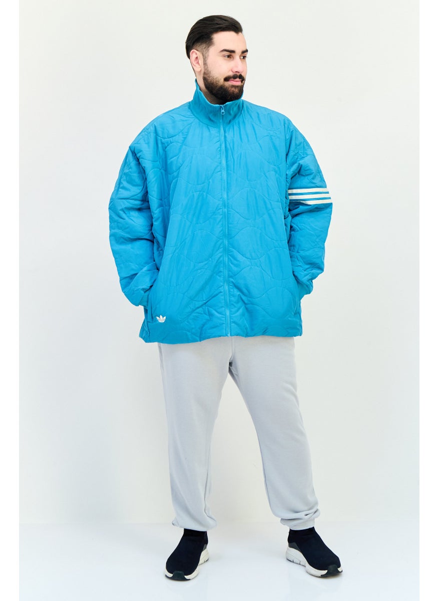 adidas Originals Men Sportswear Fit Embroidered Logo Outdoor Jacket, Turquoise  - Image 4