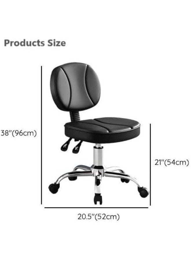 BLC Rolling Chair Adjustable Height With Backrest| PU Leather Swivel Chair| Adjustable Back Support| Heavy Duty Hydraulic Chair With Wheels, White - Image 4