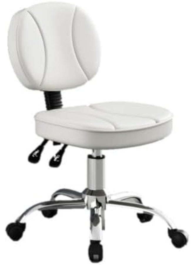 BLC Rolling Chair Adjustable Height With Backrest| PU Leather Swivel Chair| Adjustable Back Support| Heavy Duty Hydraulic Chair With Wheels, White - Image 1