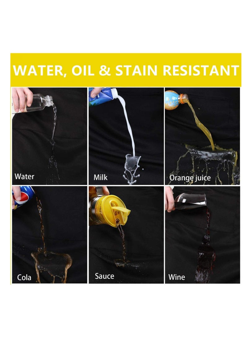 KASTWAVE Waitress Aprons 2 Pack Waist Half Apron with 3 Pockets Waterproof - Image 2