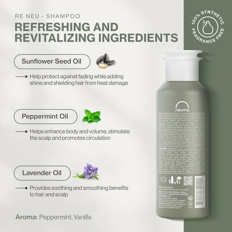 Neuma Re Neu Shampoo 8.5 Fl. Oz. Revitalizing, Soothing & Gentle Cleansing Sulfate Free Shampoo, Peppermint & Vanilla Scent - Image 2