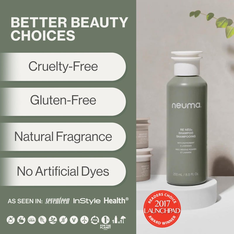 Neuma Re Neu Shampoo 8.5 Fl. Oz. Revitalizing, Soothing & Gentle Cleansing Sulfate Free Shampoo, Peppermint & Vanilla Scent - Image 3