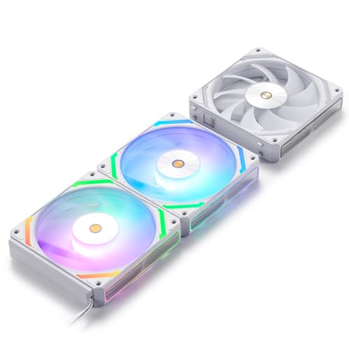 LTC CF-121D 120mm PC Case Fan, Daisy-Chain Connection, 5V 3Pin ARGB Lighting, 4 Pin PWM Case Fan, for Radiator/Computer Case Cooling, 120x120x25mm, 3 Pack, White - Image 1