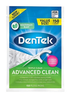 Dentek DenTek Triple Clean Advanced Clean Floss Picks, No Break & No Shred Floss, 150 Count 