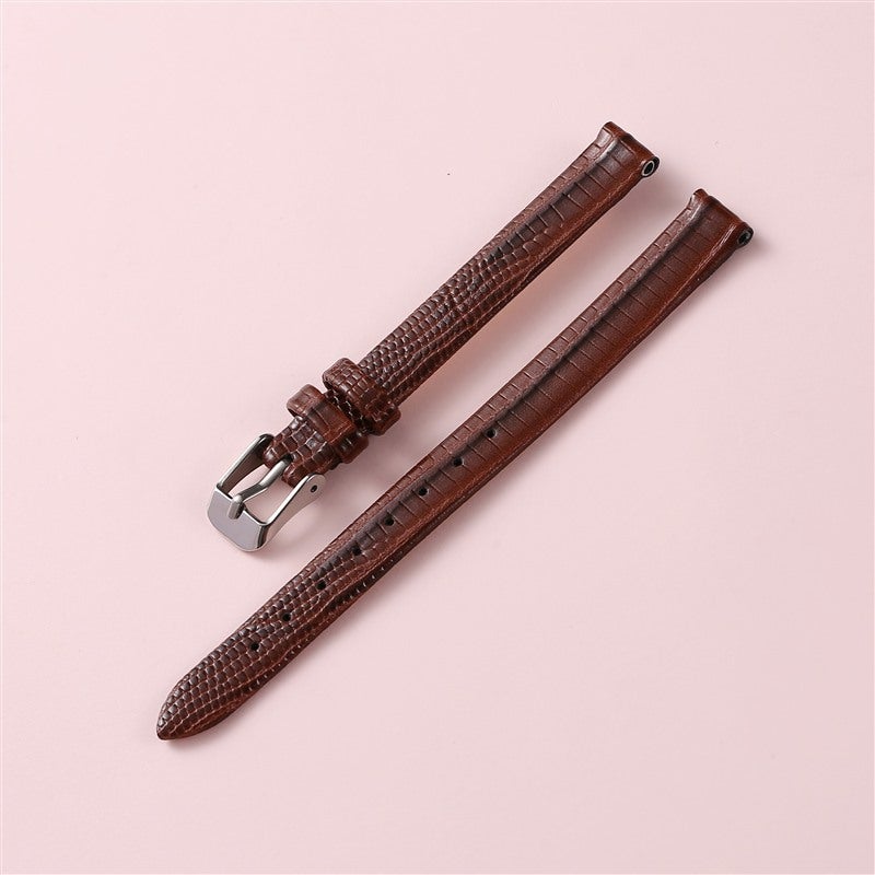 Generic Lizard Texture Slim Soft Waterproof Sweatproof Watch Band Dark brown 