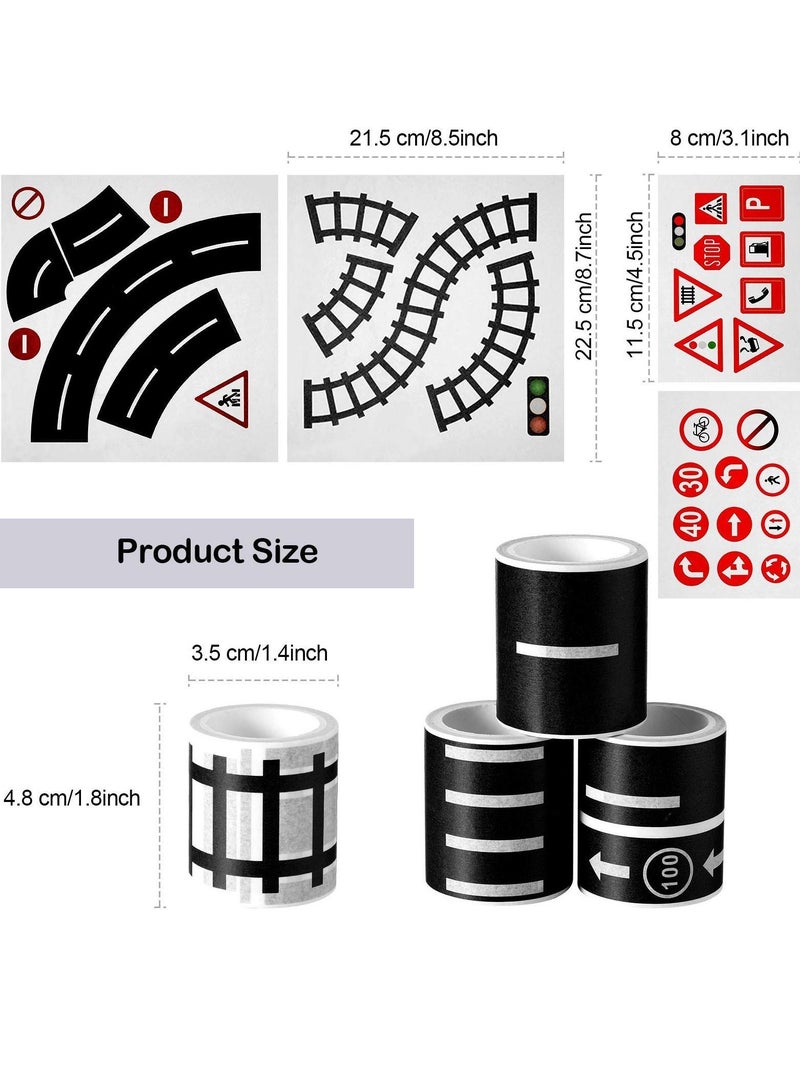 Y&D 8 PCS Trains Railways Road Tape DIY Traffic Sign Train Track Model Washi Sticker Rolls for Toy Cars  - Image 5