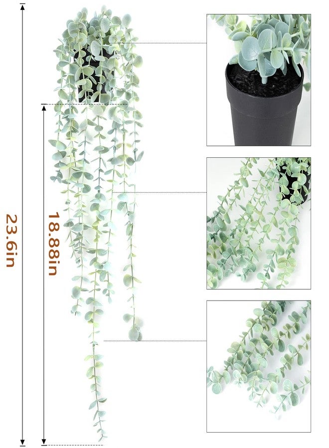 BACAMA Fake Hanging Plant Eucalyptus Small Decor Faux Hanging Vine Plants Wall Greenery for New Home Decoration 1PCS Bright Green 23.6Inches - Image 4