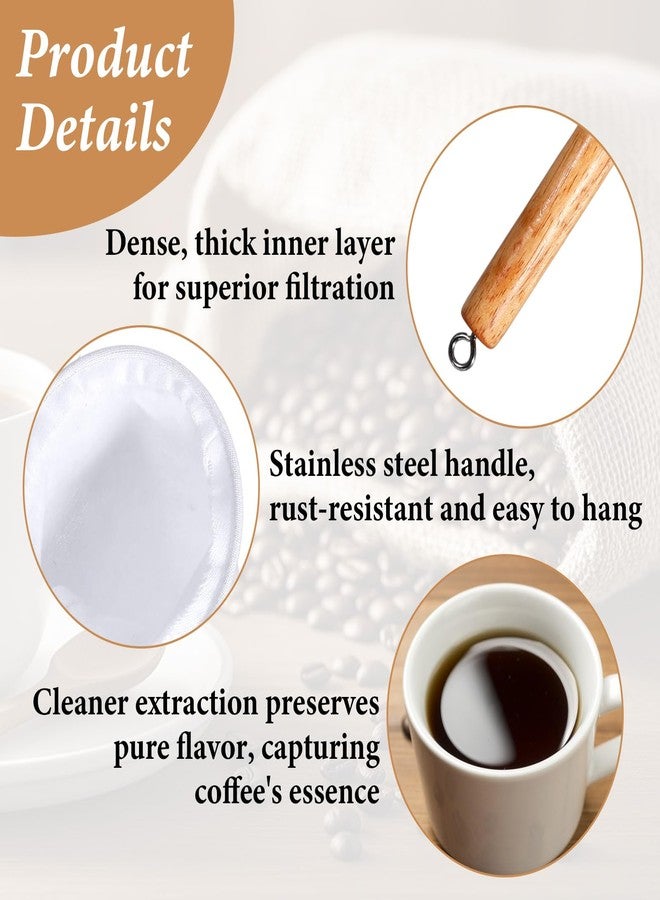 Styquenzer قطعتان من مرشحات القهوة القماشية، كبيرة الحجم وقابلة لإعادة الاستخدام، مرشح شاي تايلاندي، مصفاة قهوة تقليدية، مصفاة شاي قماشية للشاي السائب، طريقة التقطير - Image 3
