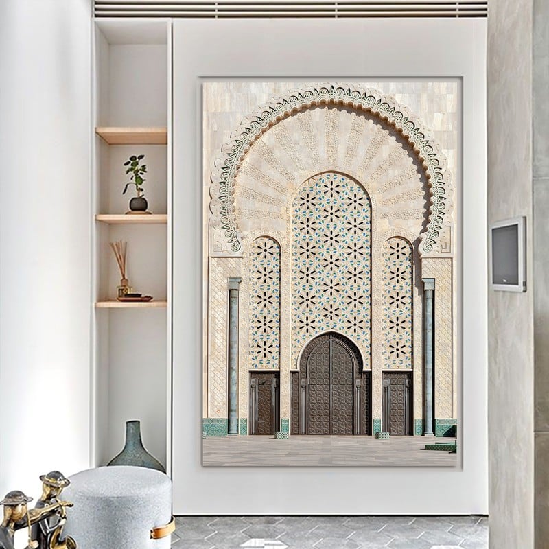 ماركتنا لوحة قماشية بتصميم مسجد مع برواز مجوف مقاس (50×70) قطعة واحدة - Image 3
