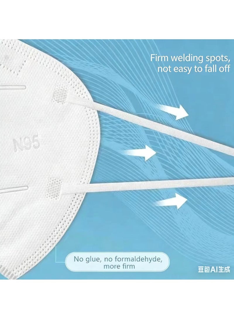 50 قطعة قناع وجه قابل للتصرف 5 طبقات تنفس مضاد للغبار غير منسوج قناع فم للحماية المثلى (أبيض) - Image 3