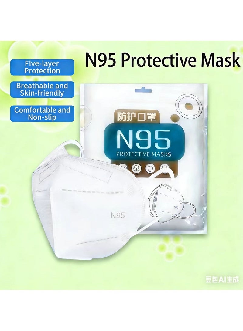 50 قطعة قناع وجه قابل للتصرف 5 طبقات تنفس مضاد للغبار غير منسوج قناع فم للحماية المثلى (أبيض) - Image 1
