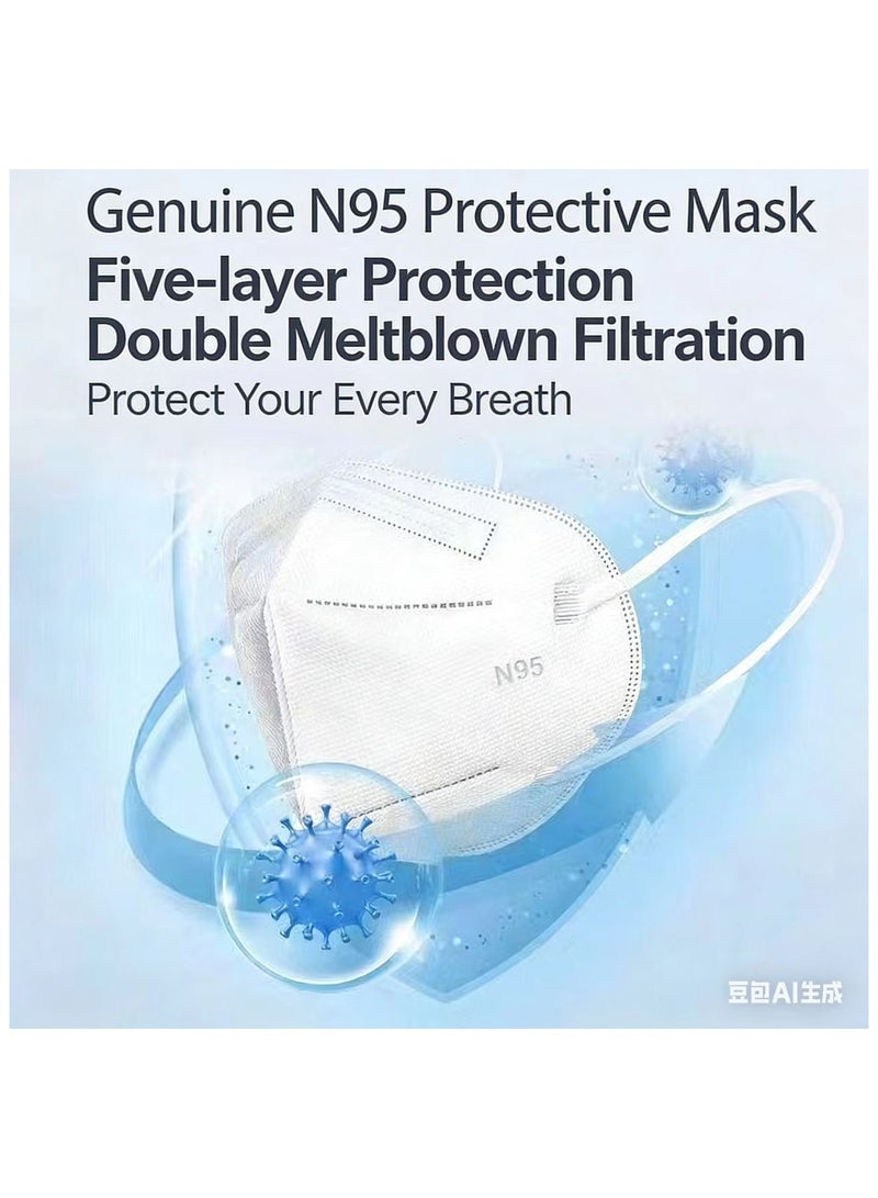 50 قطعة قناع وجه قابل للتصرف 5 طبقات تنفس مضاد للغبار غير منسوج قناع فم للحماية المثلى (أبيض) - Image 4