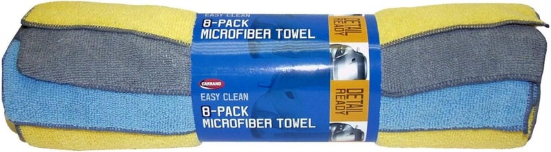 Carrand 8-Pack Microfiber Towels - 12 x 16 Inches, Multicolor