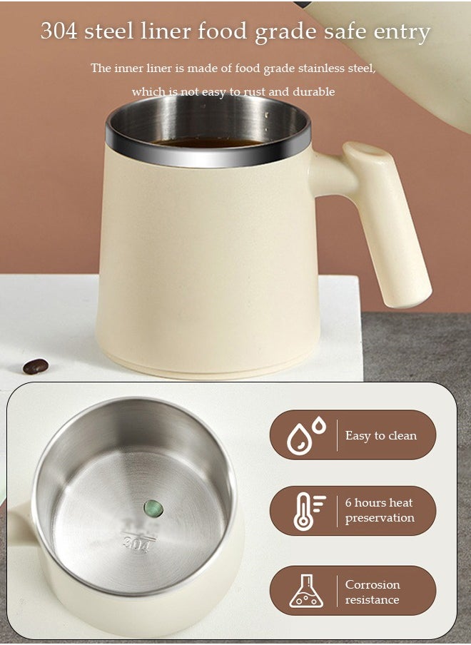 DUNISO Stainless steel mug, double layer insulated cup, travel mug, with lid and handle, suitable for coffee, tea, milk and water, 430ml, white  - Image 5