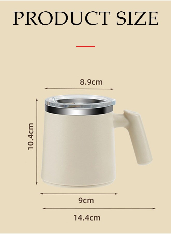 DUNISO Stainless steel mug, double layer insulated cup, travel mug, with lid and handle, suitable for coffee, tea, milk and water, 430ml, white  - Image 2