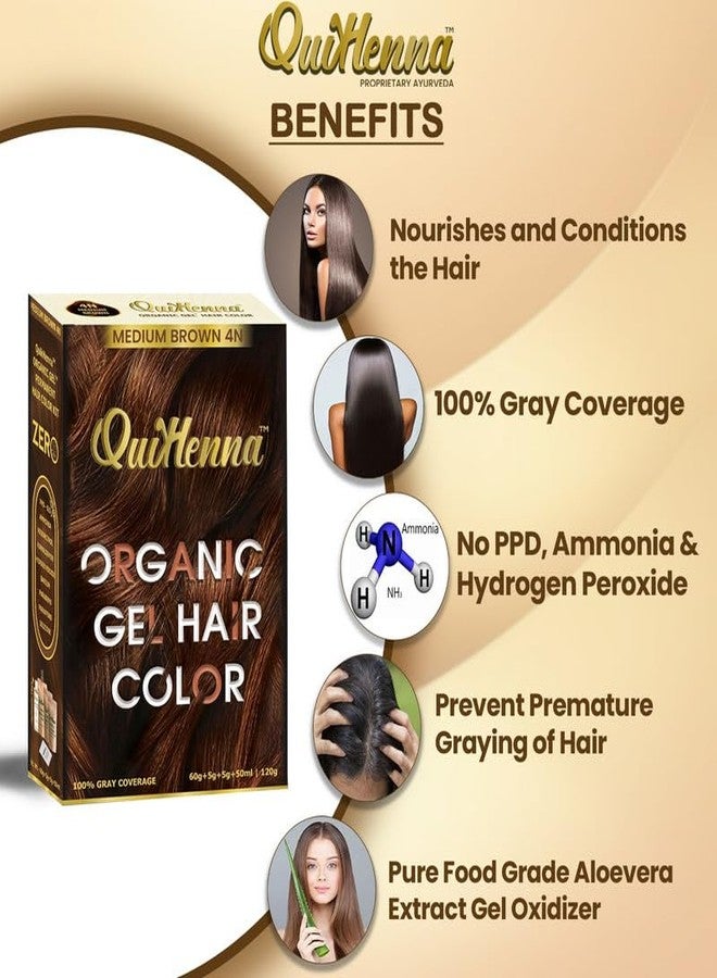 By Pure Naturals Organic Hair Colour Gel 4N Medium Brown - PPD & Ammonia Free Permanent Natural Hair Color, 100% Grey Coverage, Long Lasting Gel Colour for Men & Women, 120gm - Image 2