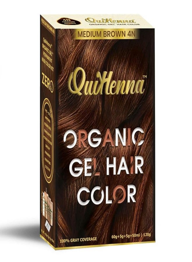 By Pure Naturals Organic Hair Colour Gel 4N Medium Brown - PPD & Ammonia Free Permanent Natural Hair Color, 100% Grey Coverage, Long Lasting Gel Colour for Men & Women, 120gm - Image 1