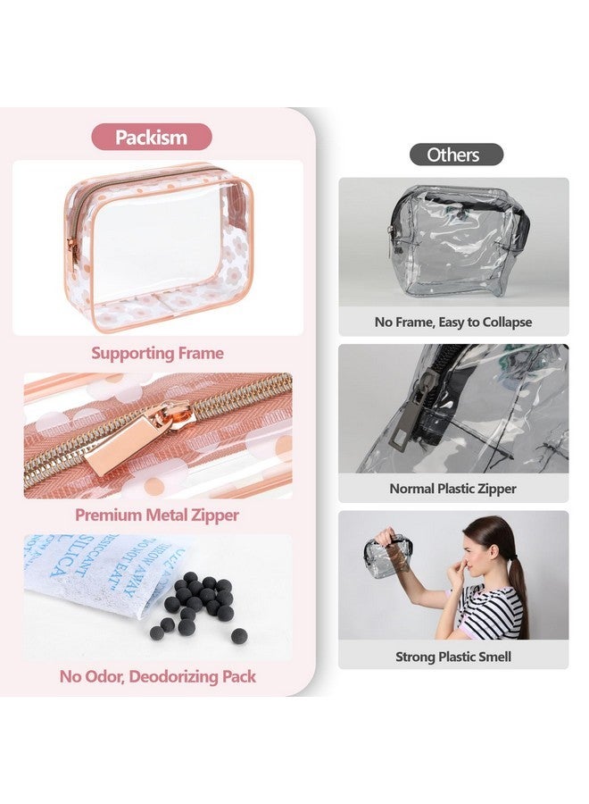 Packism Tsa Approved Toiletry Bag - Rose Pink Flower Print Clear Makeup Bag, Suitable For Gifts, With Supporting Frame, Perfect For Travel Essentials, Thick No Smell - Image 5