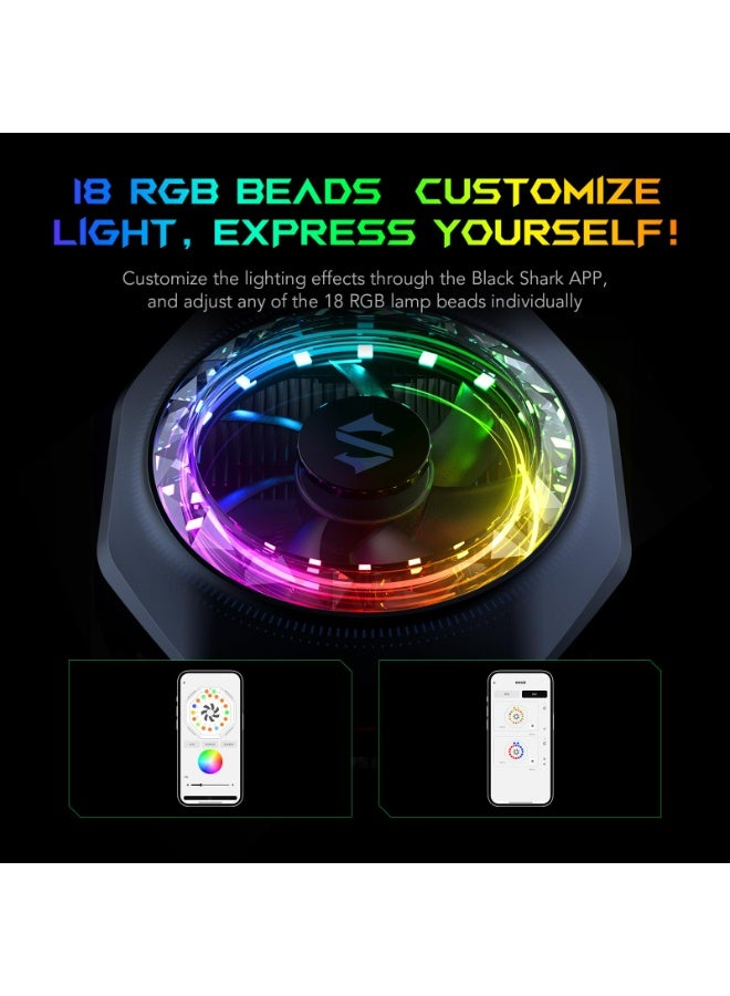 Black Shark Magnetic Phone Cooler 5 Pro - 18 Addressable RGB LEDs, Detachable Grip, APP-Controlled Thermostatic Cooling Fan for iPhone MagSafe/Android/iPad -Gaming/Streaming/Photography - Image 3