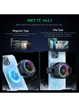 Black Shark Magnetic Phone Cooler 5 Pro - 18 Addressable RGB LEDs, Detachable Grip, APP-Controlled Thermostatic Cooling Fan for iPhone MagSafe/Android/iPad -Gaming/Streaming/Photography - view 4